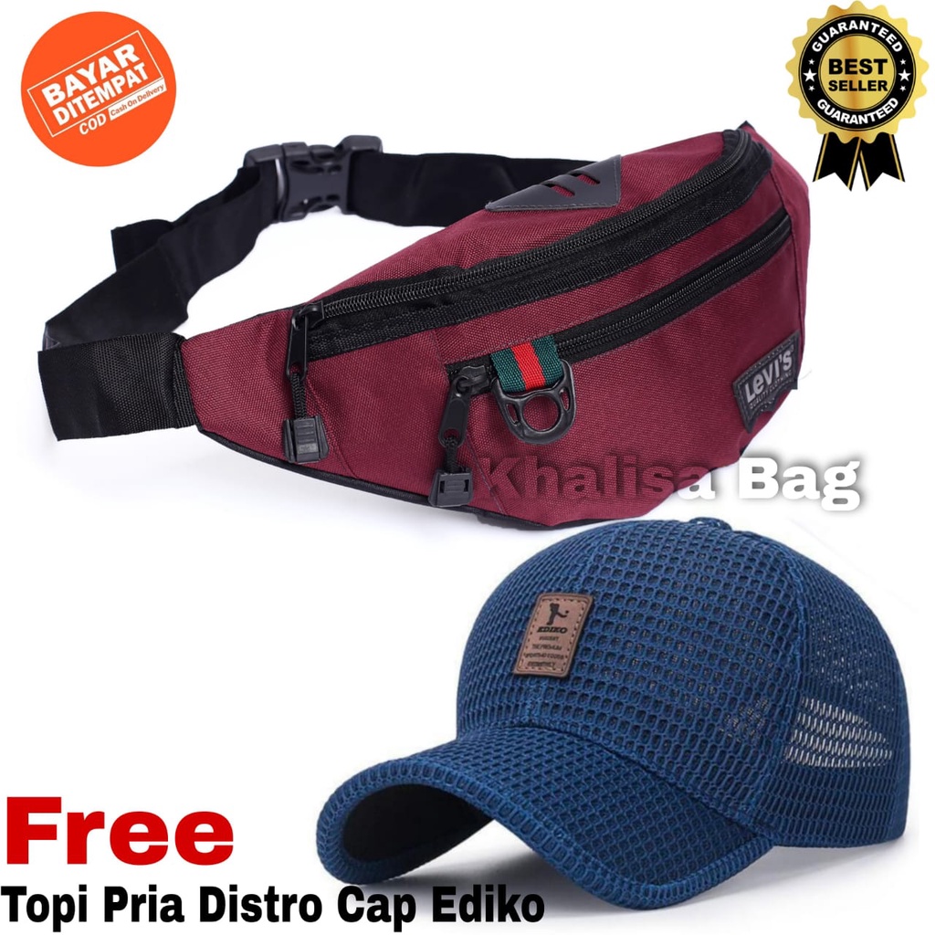 TAS SELEMPANG PRIA DISTRO KEREN TERBARU 2021 GRATIS TOPI PRIA DISTRO CAP EDIKO MURAH ORIGINAL BASEBA
