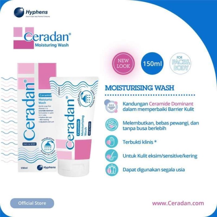 Ceradan Moisturising Wash 150ml dan 280ml