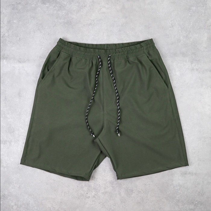 Celana Pendek CELANA PENDEK PANTAI CELANA SANTAI PRIA DISTRO - BEACH SHORT BASIC - ARMY, M (H7B9) Or