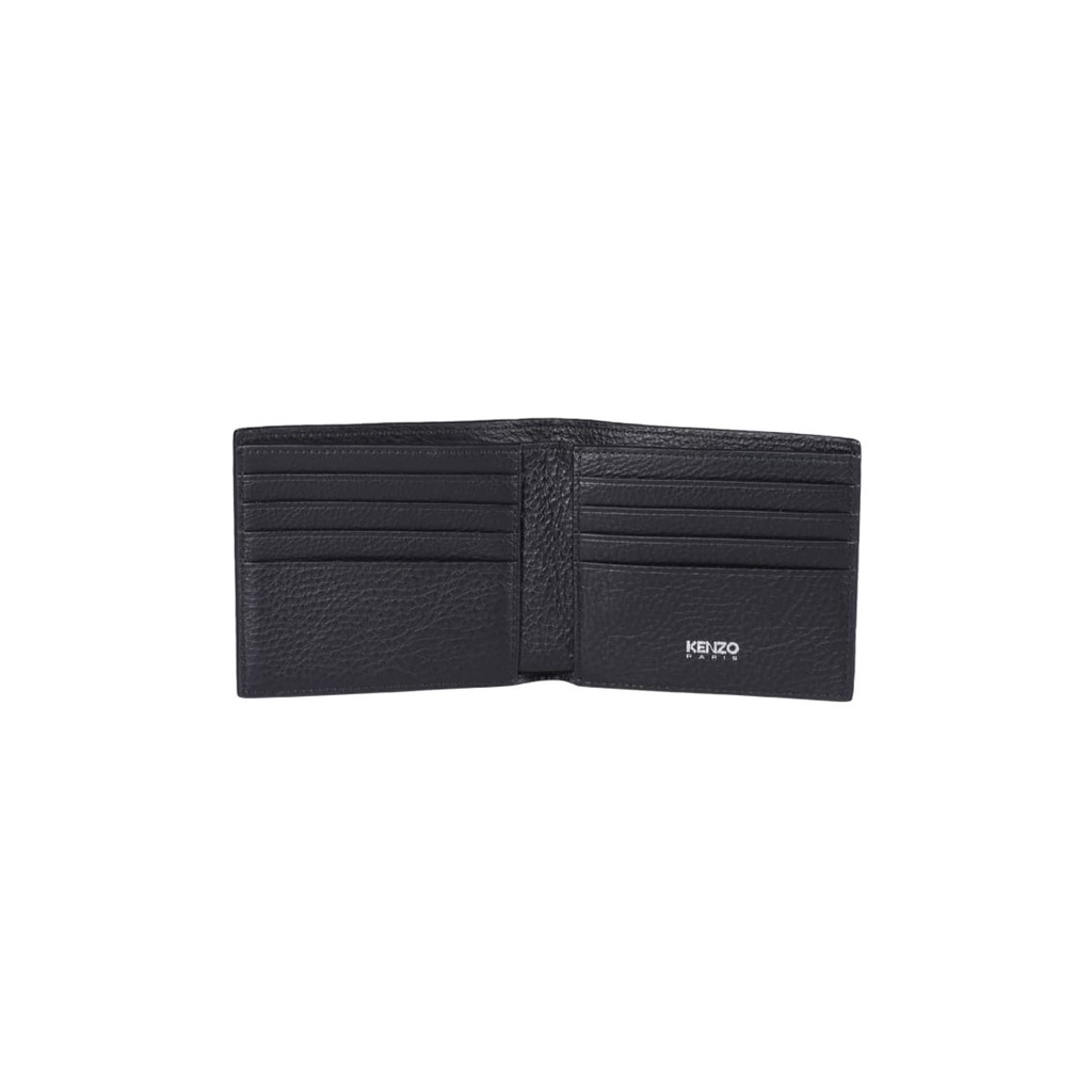 Knzo FW22 Logo Leather Bifold Wallet Black (9.5x11x2 cm) 100% Original