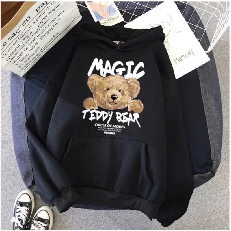 SWEATER HOODIE TEDDY BEAR BAHAN FLEECE