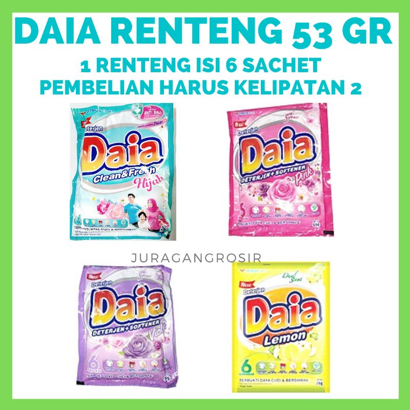 DAIA 53 GRAM RENTENG PINK, VIOLET/UNGU,CLEAN HIJAB/BIRU, LEMON/KUNING