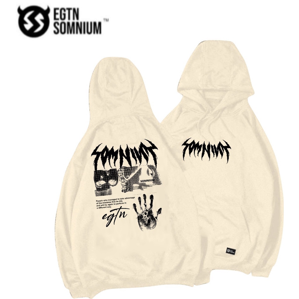 ( Diskon 46% ) hoodie cream Hoodie pria metal aesthetic font acak unisex original egtn somnium