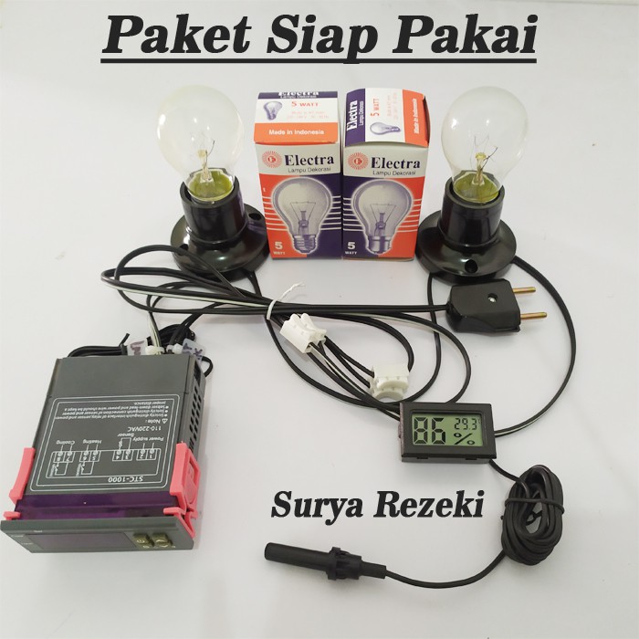 Paket Pemanas mesin tetas telur dengan thermo-hygrometer sensor penetas telur