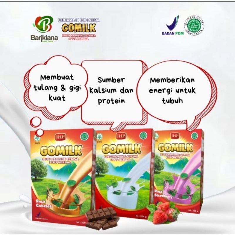 

SUSU GOMILK / SUSU KAMBING ETAWA / SUSU ETAWA GOMILK ORIGINAL COKLAT STRAWBERRY