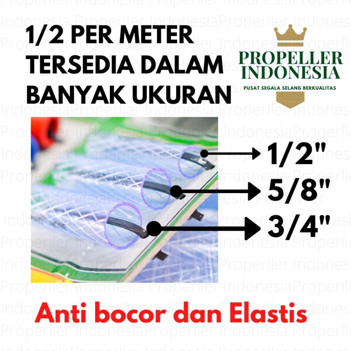 Selang Air PERMETER 1/2 2MM Benang Bening/Selang Air Taman/Selang Siram Tanaman/Selang Air Elastis