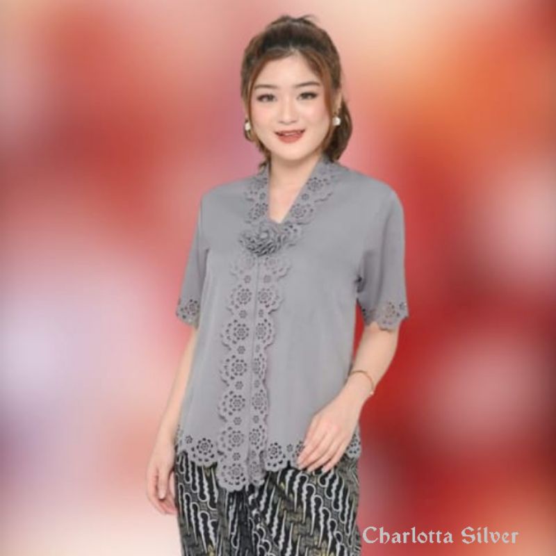 Promo Atasan  Kebaya Encim  Katun Laser Import Senada Terbaru Wanita Charlotta