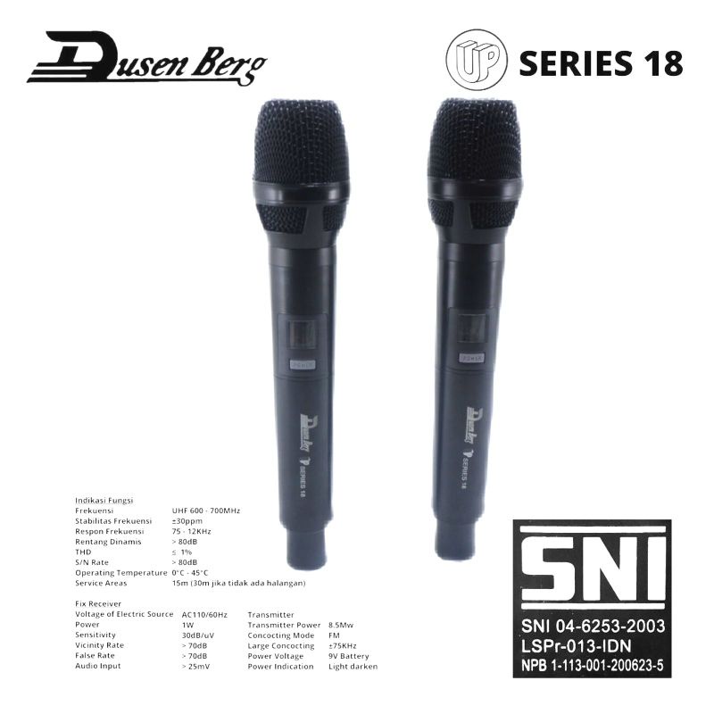 Microphone Wireless DUSENBERG 18 Series 2 Handheld SNI Original