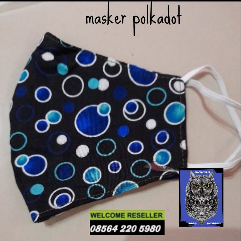 masker kain motif polkadot, masker