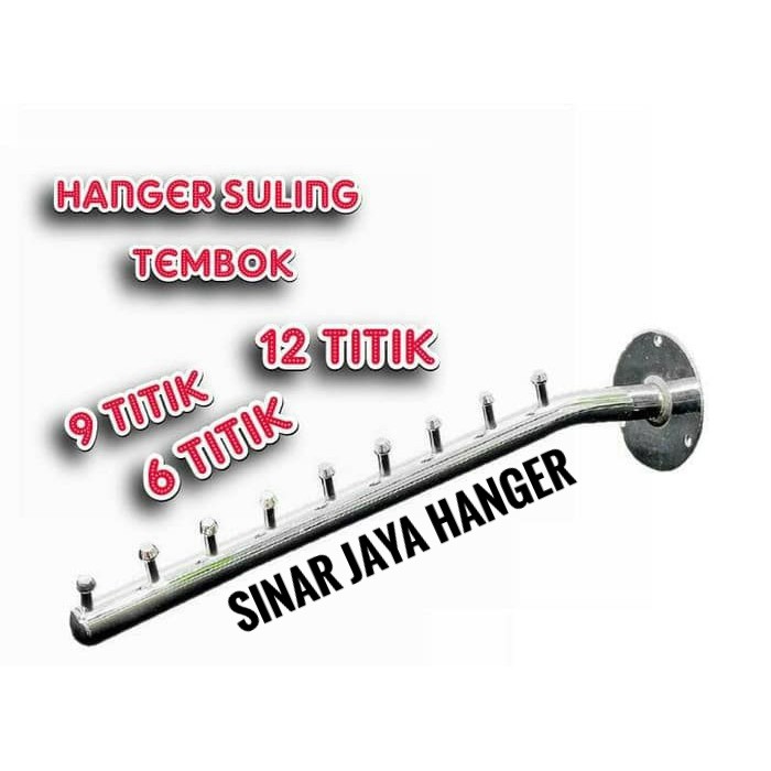 Hanger suling tembok 12 titik Gantungan baju Display toko