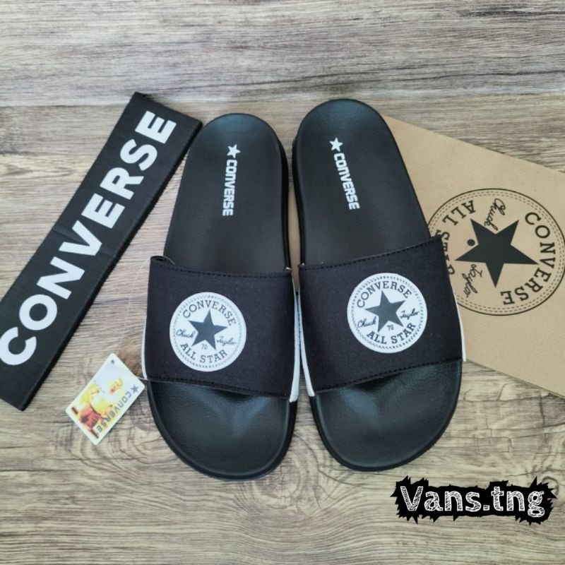 Sandal Slide Converse Black Premium / Sendal Slop Converse Termurah Kekinian /Sandal Santai /Sandal Converse Termurah