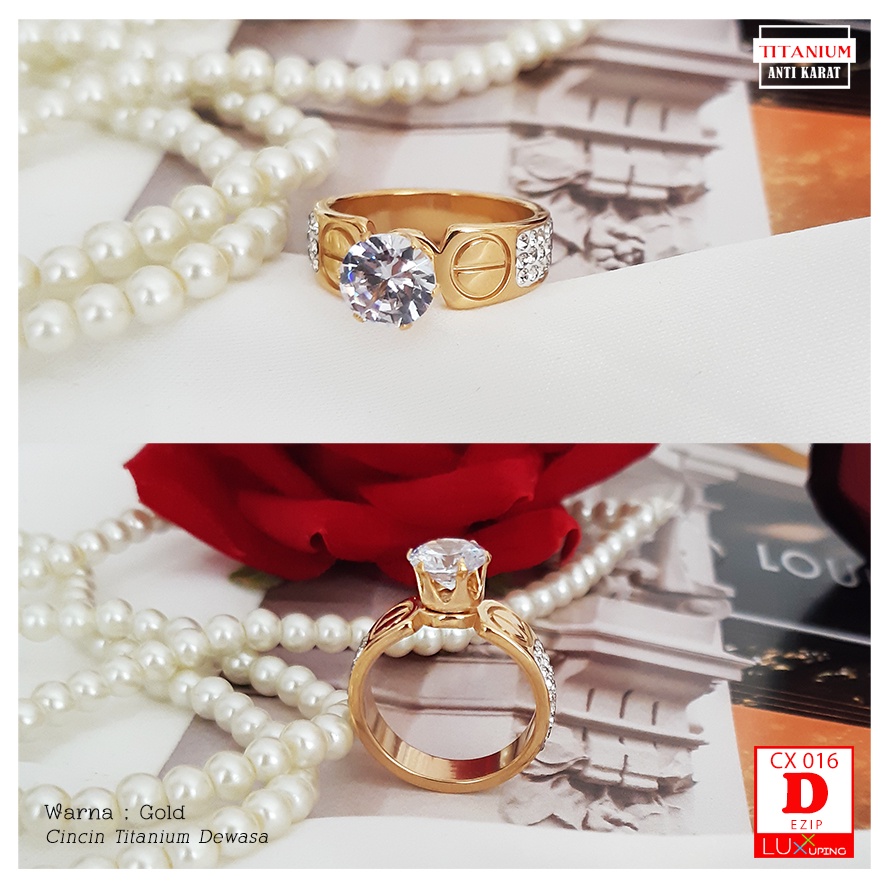 CX 016 Cincin Titanium Mewah Perhiasan Wanita Dewasa Anti Karat Selamanya Luxx Xuping