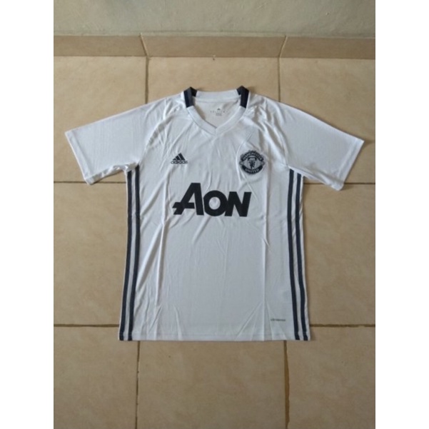 Jersey Baju Bola MU Prematch Training 2017 2018 White Grade Ori Top Quality