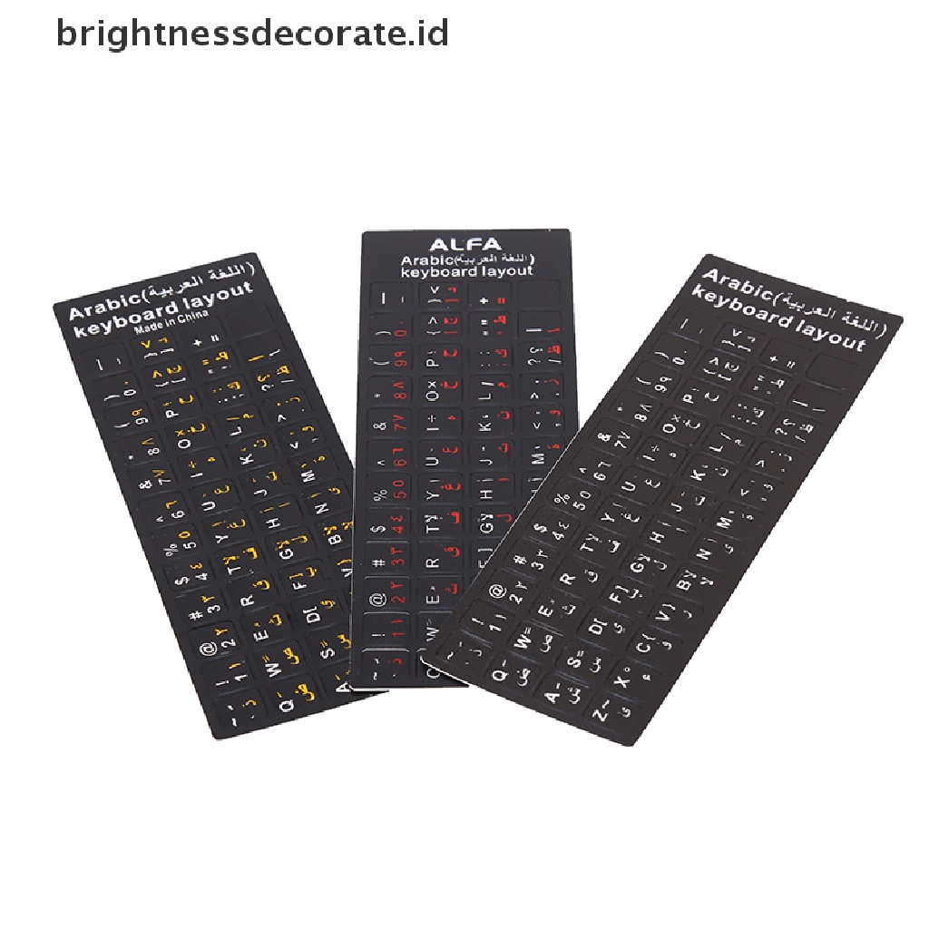 (Birth) Stiker Keyboard Huruf Arab Anti Air Tanpa Refleksi Warna Transparan