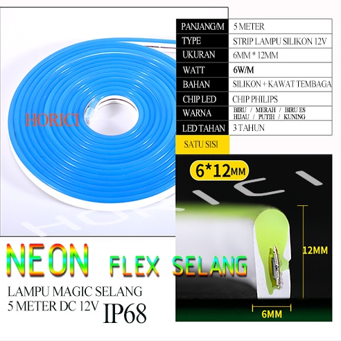 DC 12V IP68 NEON FLEX SELANG OUTDOOR INDOOR LED SELANG PANJANG 5M