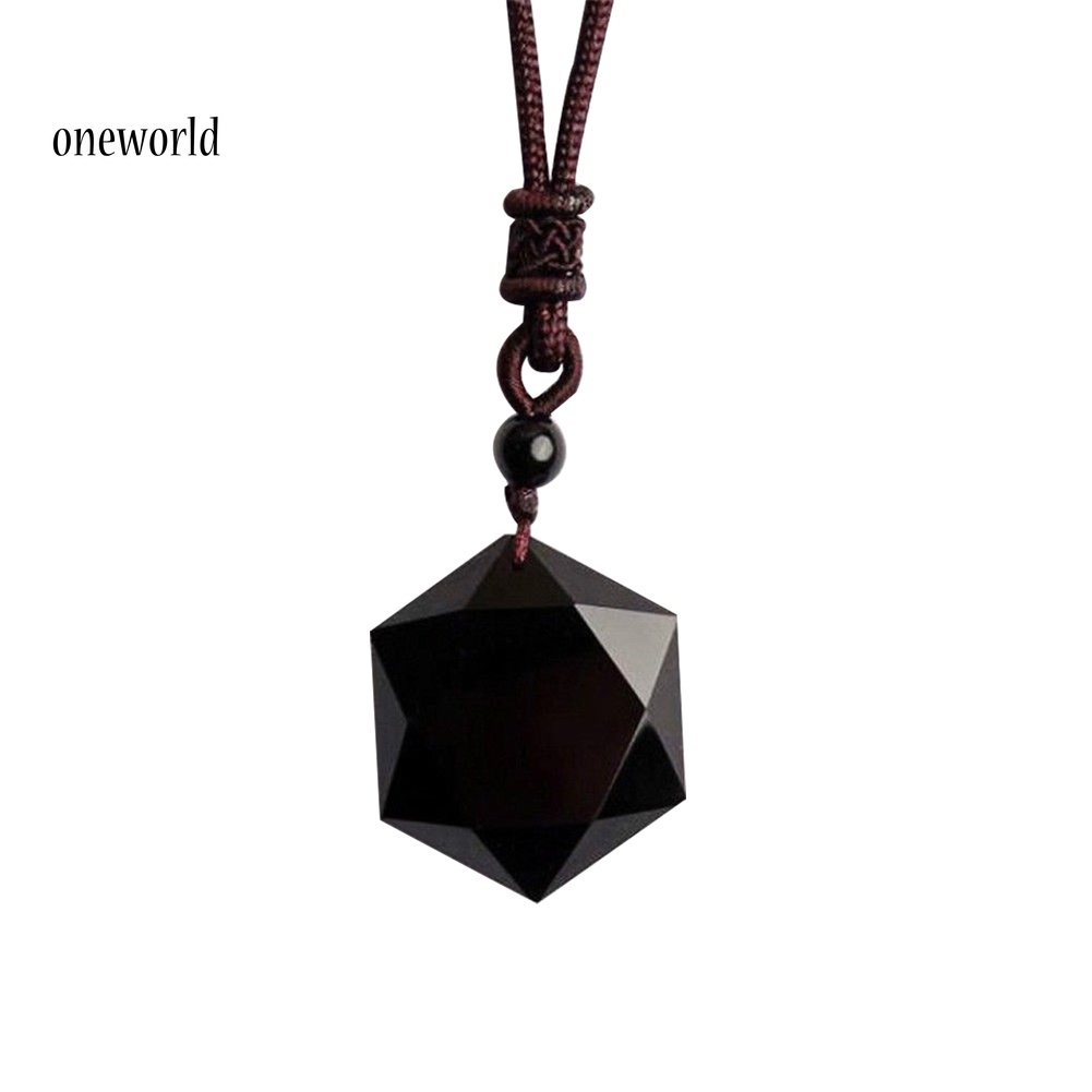 Kalung Rantai Liontin Hexagram Obsidian Tiruan Dengan Tali Untuk Wanita