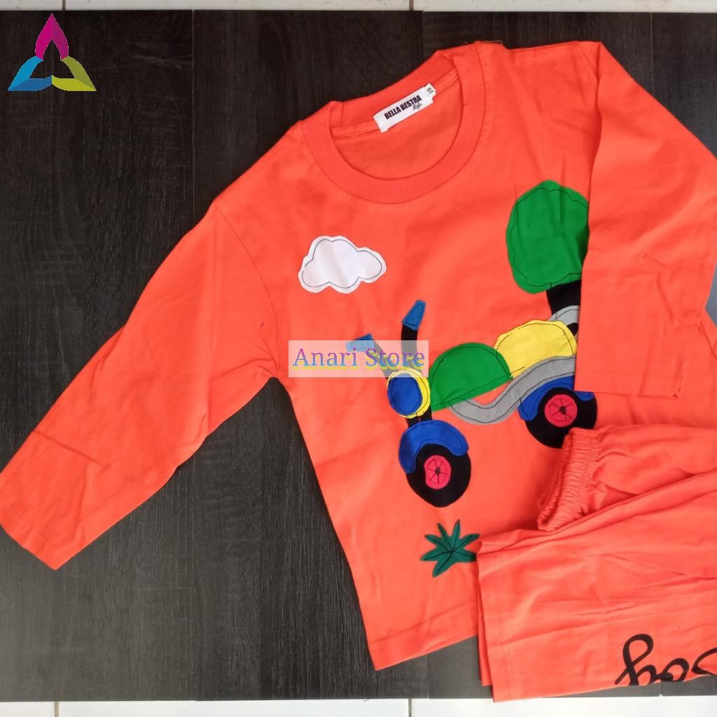 Baju Tidur Anak Bahan Kaos Gambar Skuter Lucu Kualitas Bagus