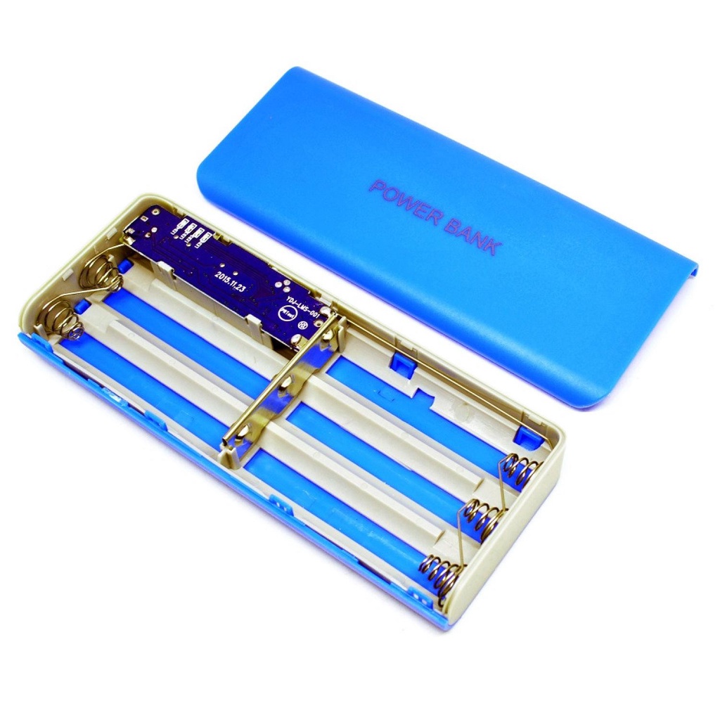 Case Power Bank untuk 5 PCS 18650 - C12-Biru