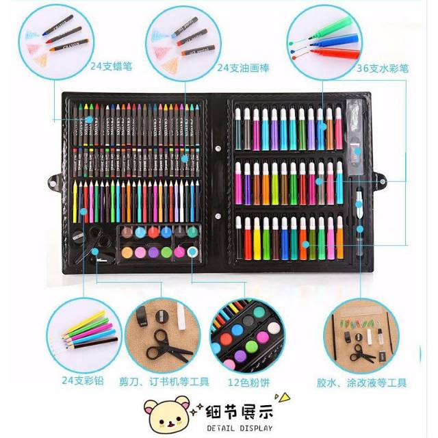 150 pcs pensil warna alat tulis set crayon colouring set 150 pcs art set