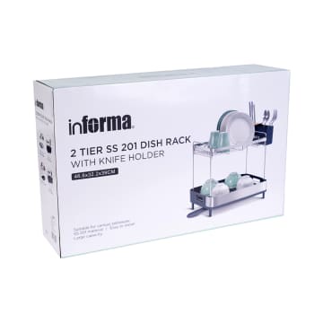 INFORMA WALTON 2 TIER DISH RACK W/ KNIFE HOLDER Rak Piring