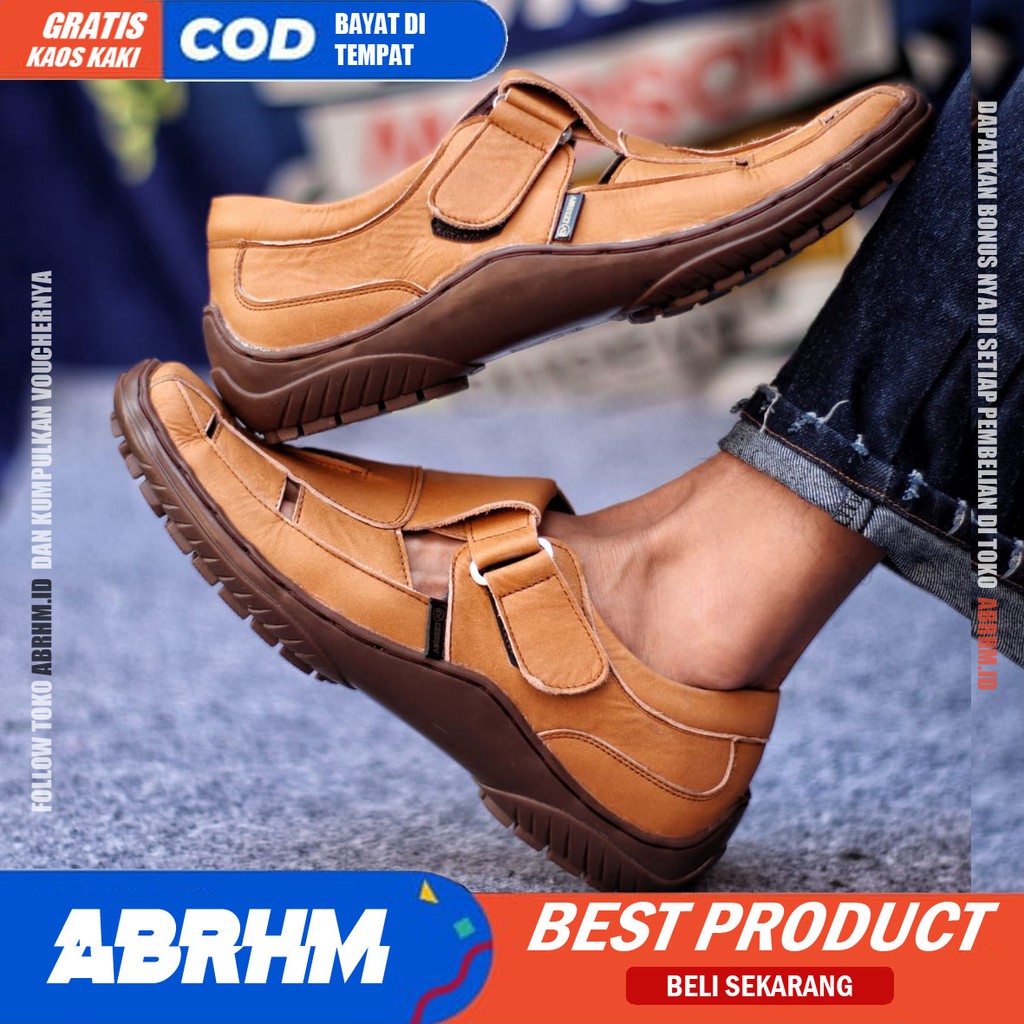 ABRHM x DRAKEN Sepatu Slip On Pria Sepatu Casual Pria Sepatu Pria Original Kulit Asli Kerja Lapangan Sepatu Kasual Cowok / Cowo Original Santai Gaya Keren Kekinian