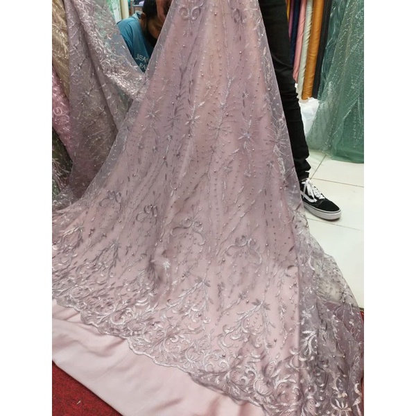 Brokat Brukat Tile Payet Blink Terbaru Bahan Kebaya Tule Payet Gliter Murah 1/2 Meter  brokat tille 