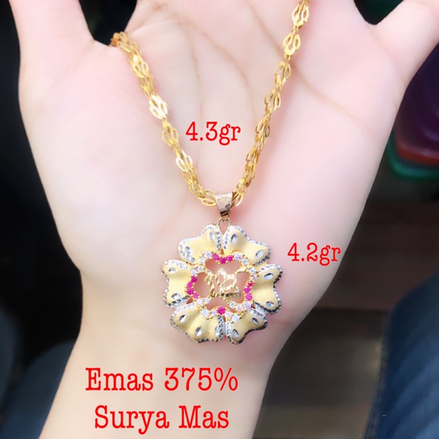 Kalung dan liontin emas 375%
