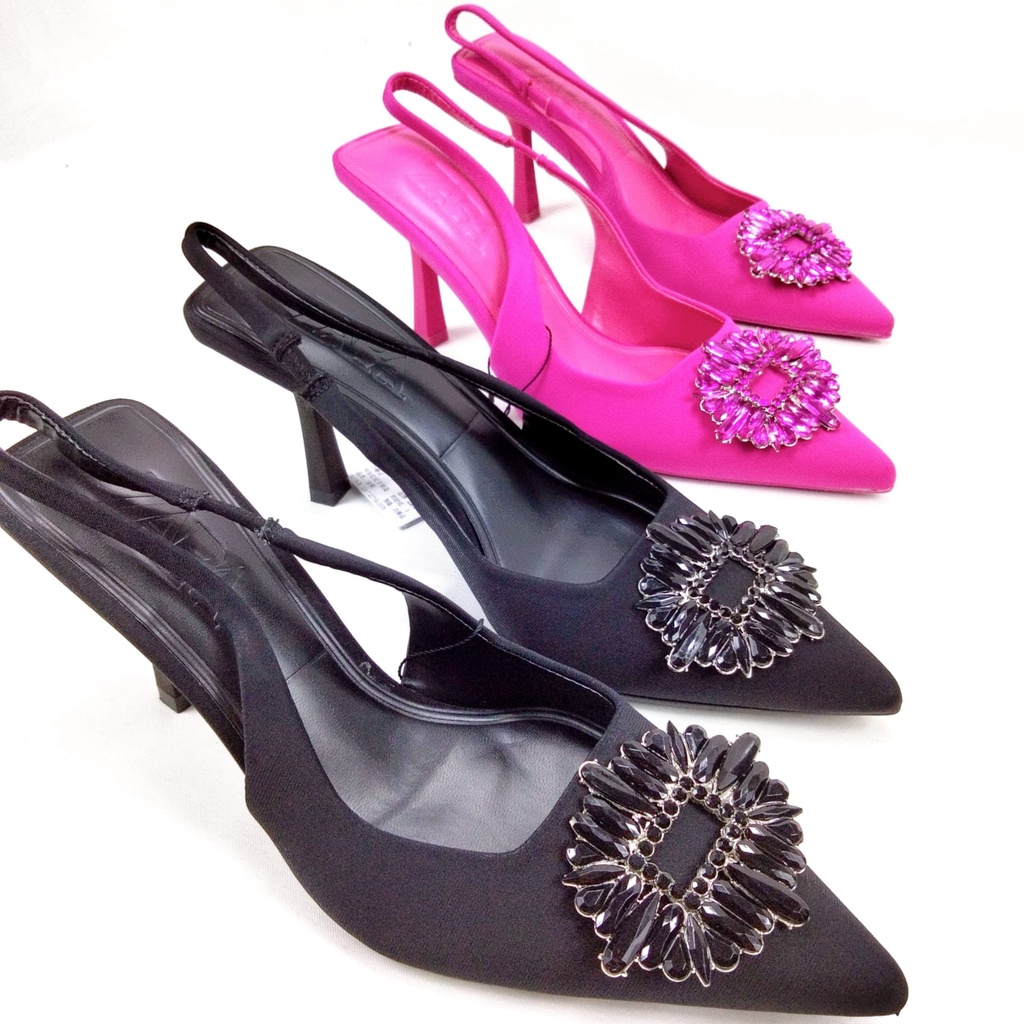 ZR Shimmery Slingback Kitten Heels 3cm &amp; 9cm