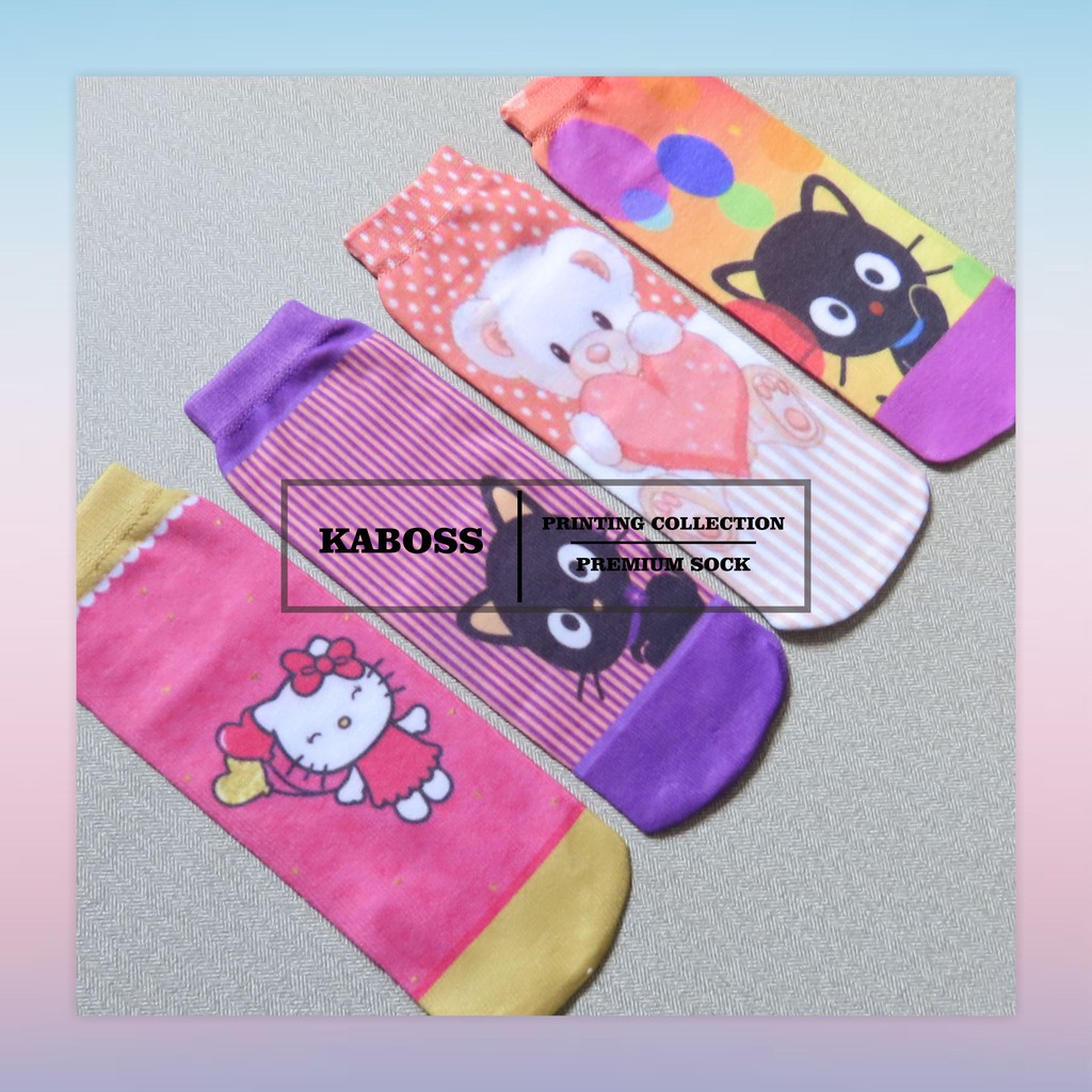 Kaboss Kaos Kaki Anak Non Jempol Printing Motif Karakter Hello Kitty, Cat, Conny G