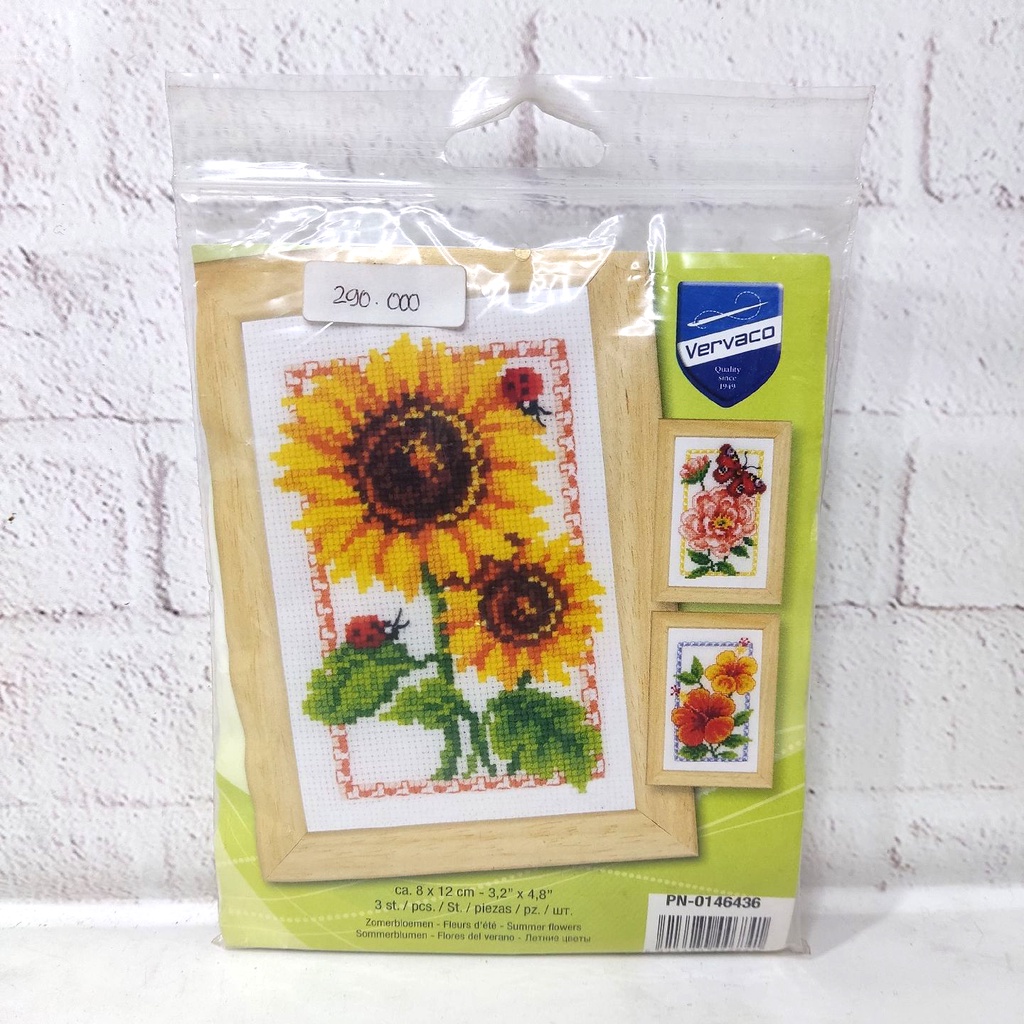 Paket DIY Craft Sulam Kristik Strimin Vervaco Summer Flowers Bunga Set 3 PN-0146436