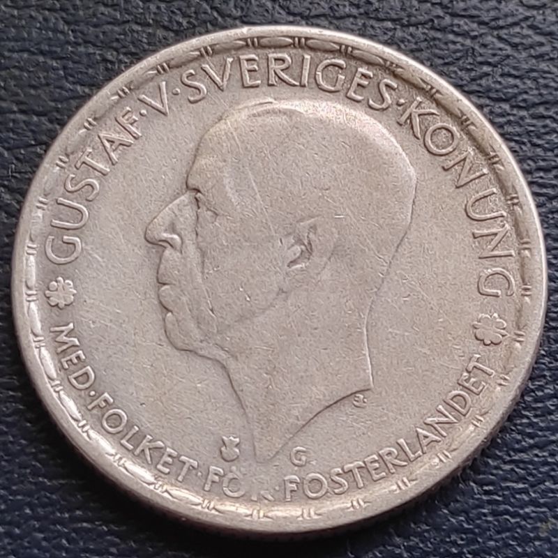 Uang Koin Perak Kuno 1 Krona Swedia Tahun 1945 Silver Coin