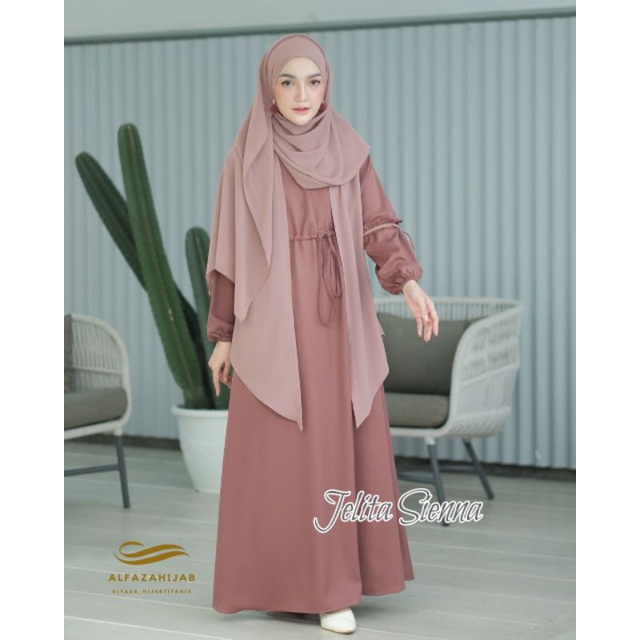 Gamis jelita ORI alfaza hijab // gamis lengan balon // GIS set pashmina // gamis lucu remaja