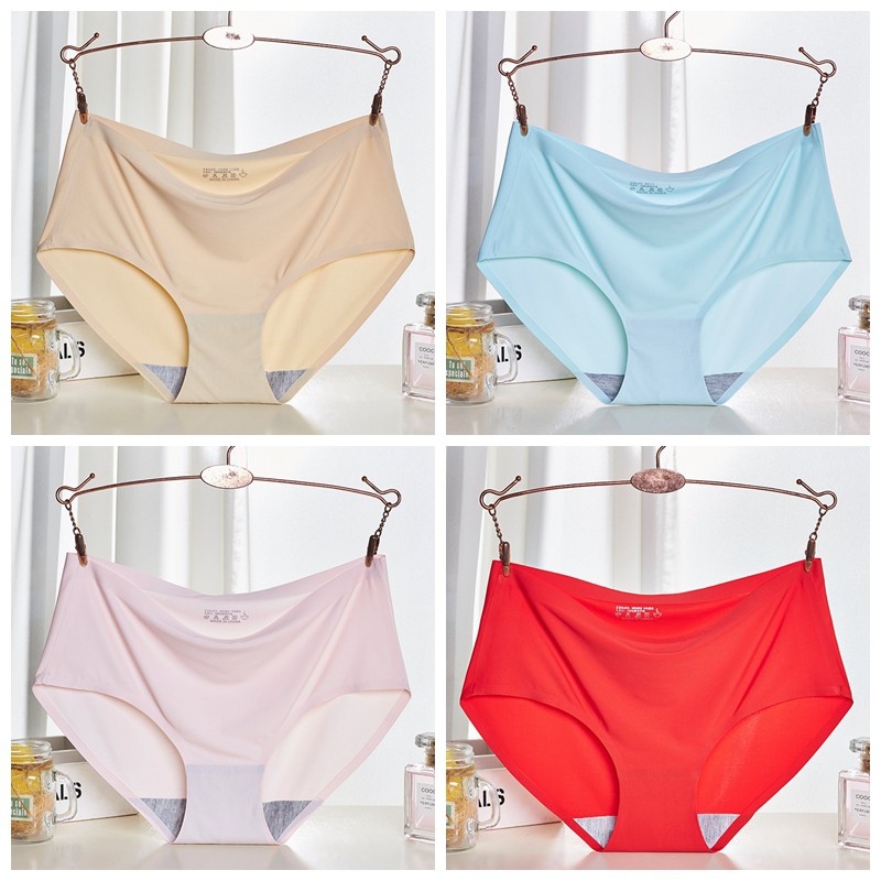 Celana Dalam Wanita Seamless Tanpa Jahitan Anti  Bahan Ice Silk Ukuran Besar M-XXL C052-2