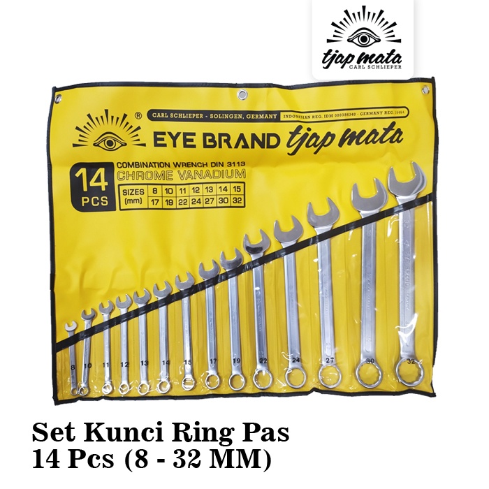 TJAP MATA / CAP MATA Kunci Ring Pas Set 14 Pcs (8 - 32 MM)
