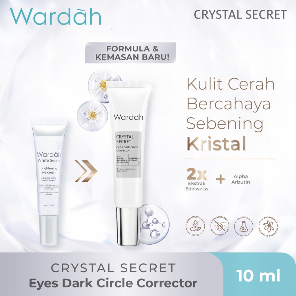 WARDAH White Crystal Secret Series Day Night Eye Cream Brightening Essence Mask Scrub (VC)