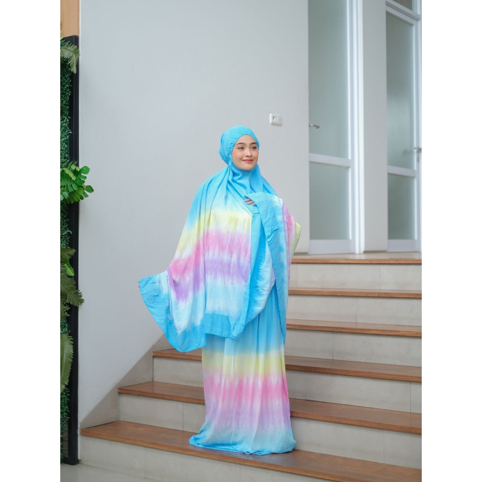 Mukena Pelangi Jumbo / Mukenah Tie dye Dewasa Jumbo / Telekung Bali