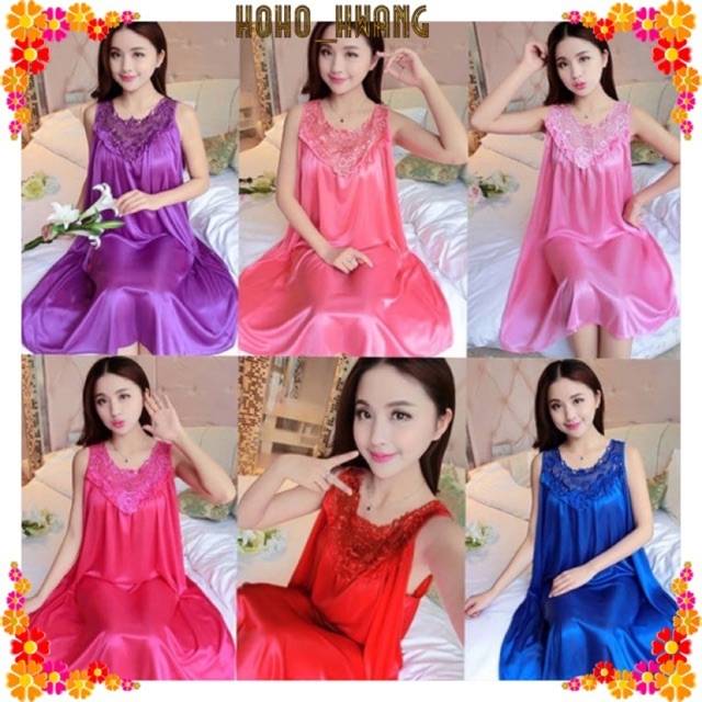 Baju Tidur Kain Satin Sutra Wanita Baju Tidur Dress Babydoll Rendra Polos Import