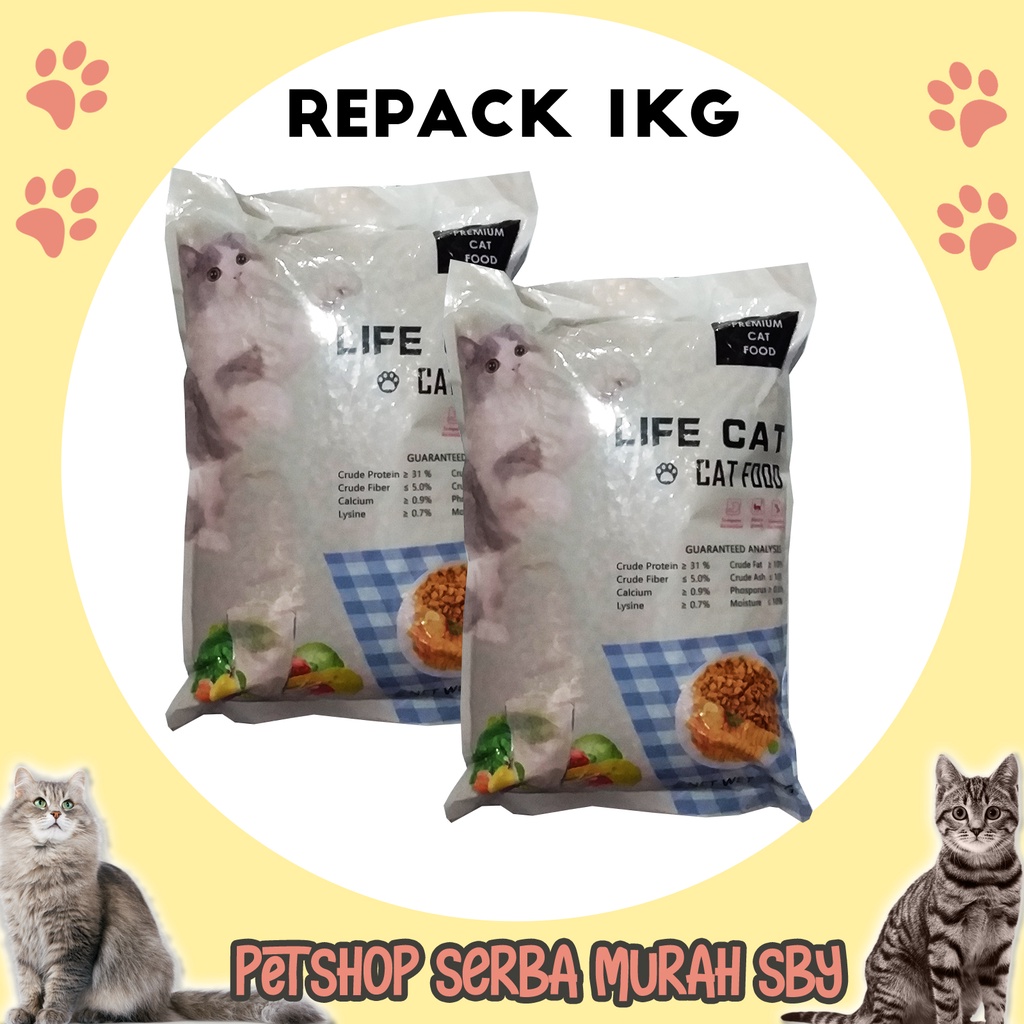 Life Cat Repack 1Kg - Makanan Kering Anakan Kucing Dan Kucing Dewasa