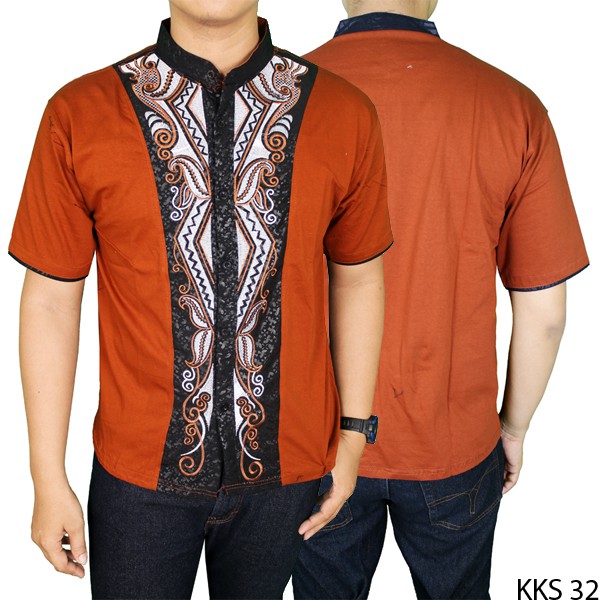 Baju Koko Terbaru Lengan Pendek Katun Coklat – KKS 32