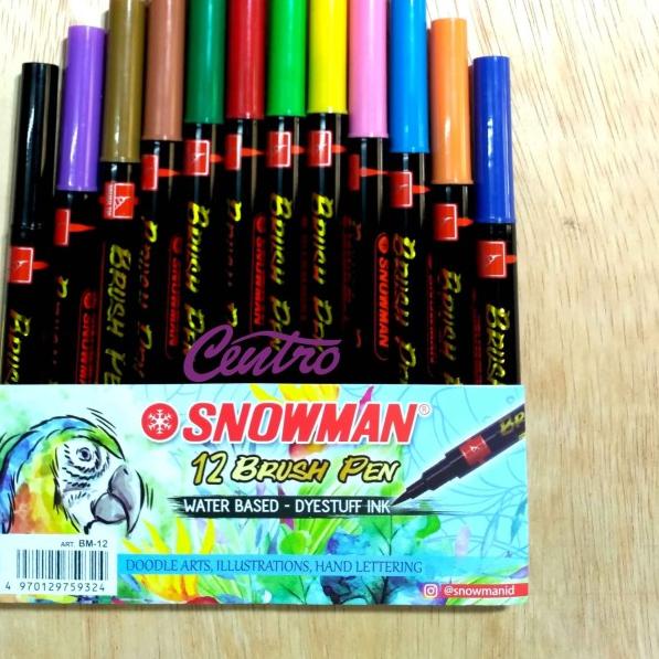 

➼ Snowman Brush Marker Pen / Spidol Snowman / BM12 BM-12 Warna ✰