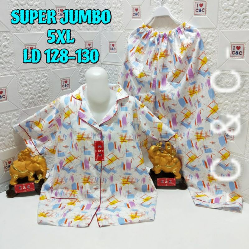 CNC - BAJU TIDUR WANITA PIYAMA CP SUPER JUMBO 5XL/LD 130/MICRO-Paint03 Ungu