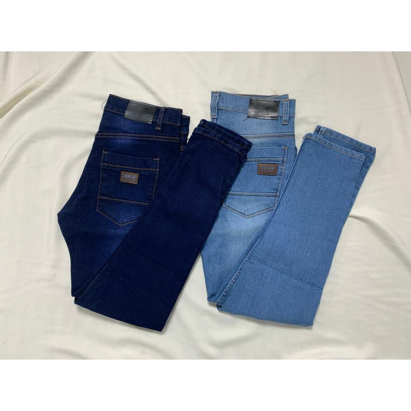 Celana panjang jeans premium stretch biru tua dan biru muda