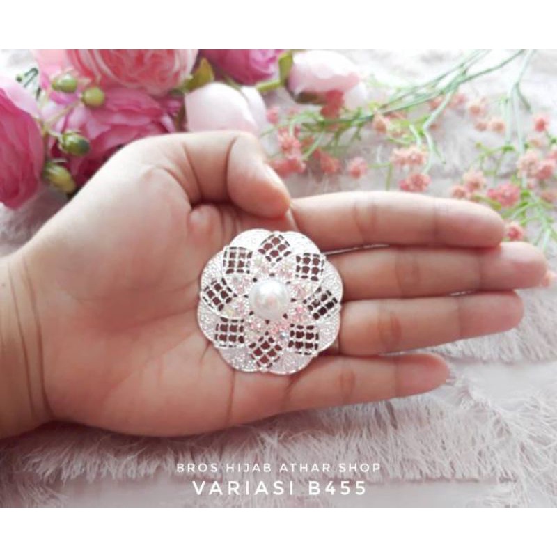 Bros bunga permata diamond swaroski /fashion muslim/bros kebaya/bros kutubaru-B 455 SILVER
