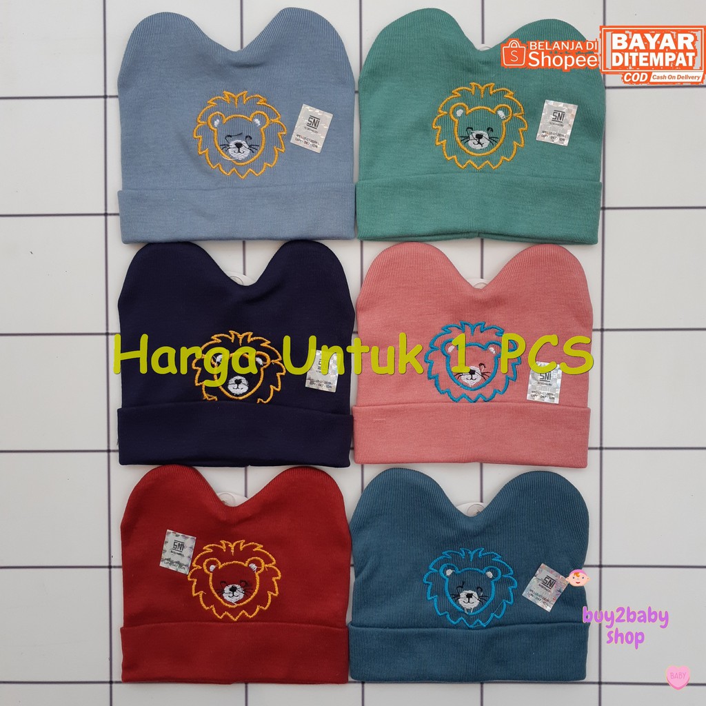 Topi Bayi NIA Newborn Bahan kaos katun Warna bordir 1 PCS