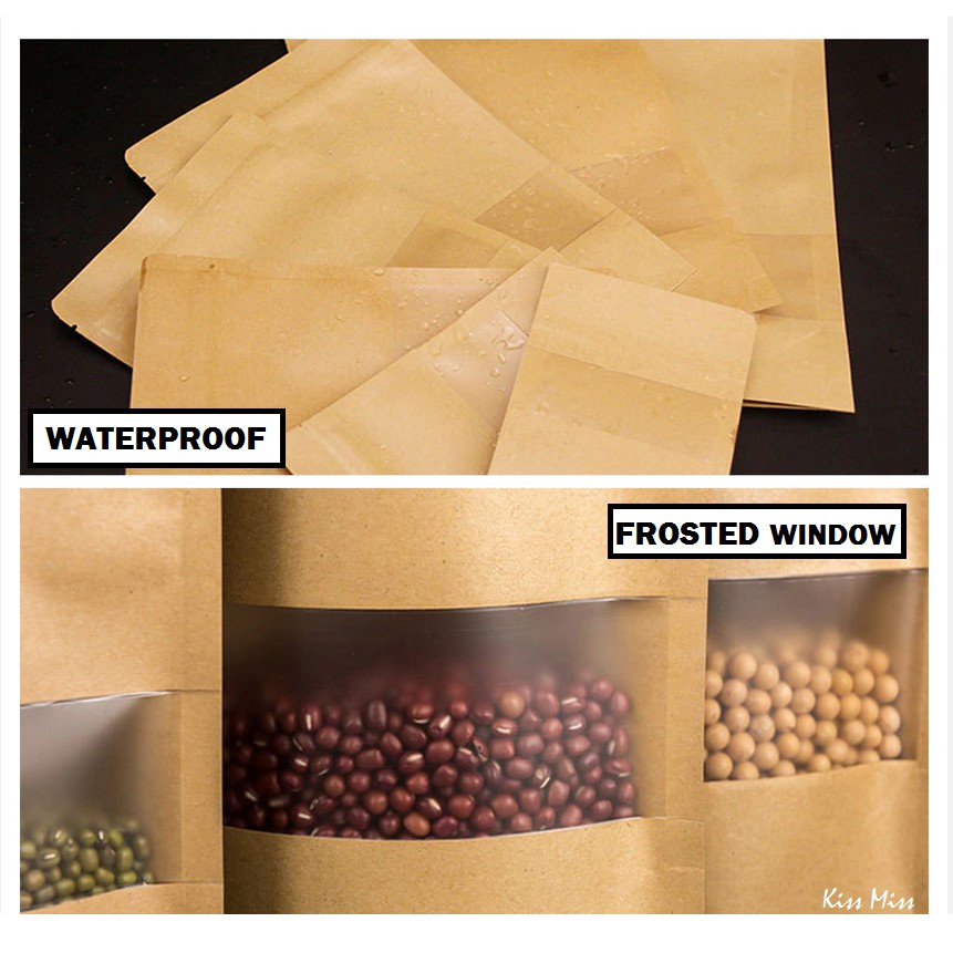 FROSTED KRAFT - 10x15cm - STANDING POUCH Ziplock - WATERPROOF - Kemasan Bubuk  - Biji - Bumbu
