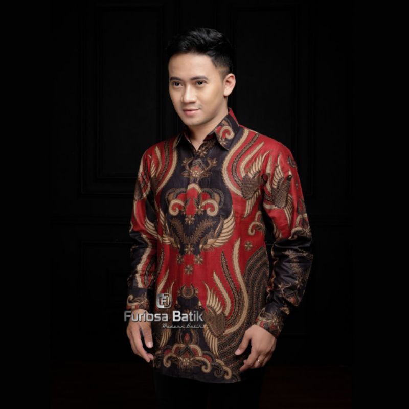 Baju Kemeja Batik Pria Lengan Panjang Size M L XL XXL