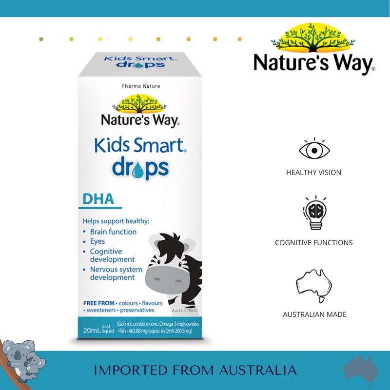 NATURE’S WAY KIDS SMART DROPS DHA 20 mL, NATURES WAY , DHA ANAK, KESEHATAN MATA DAN OTAK ANAK