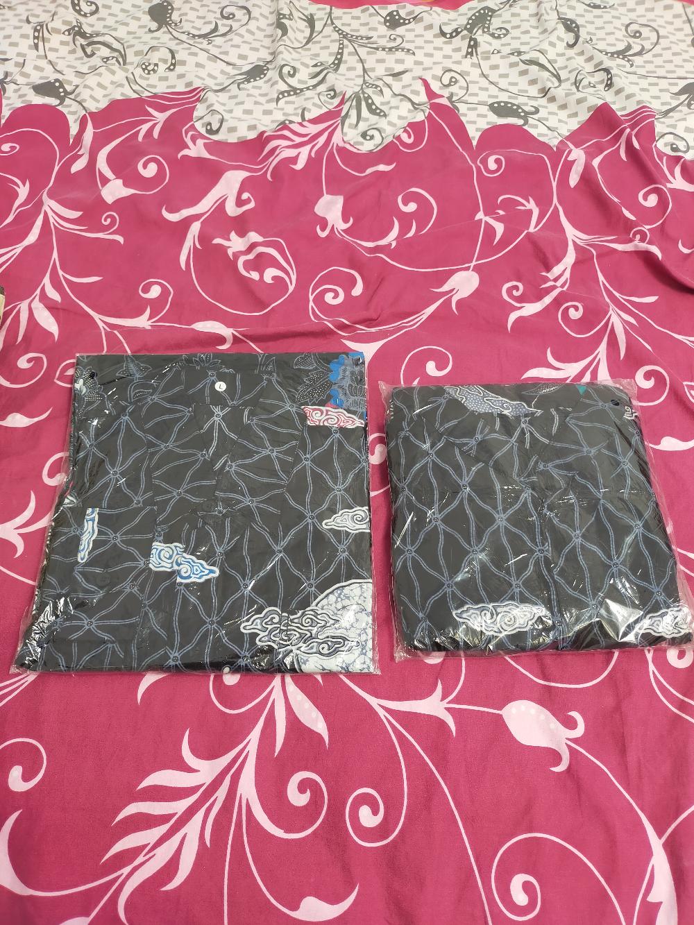 Batik Couple Keluarga Sania Ruffle Ori Ndoro Jowi Dnt - Motif Mega Mendung Abu