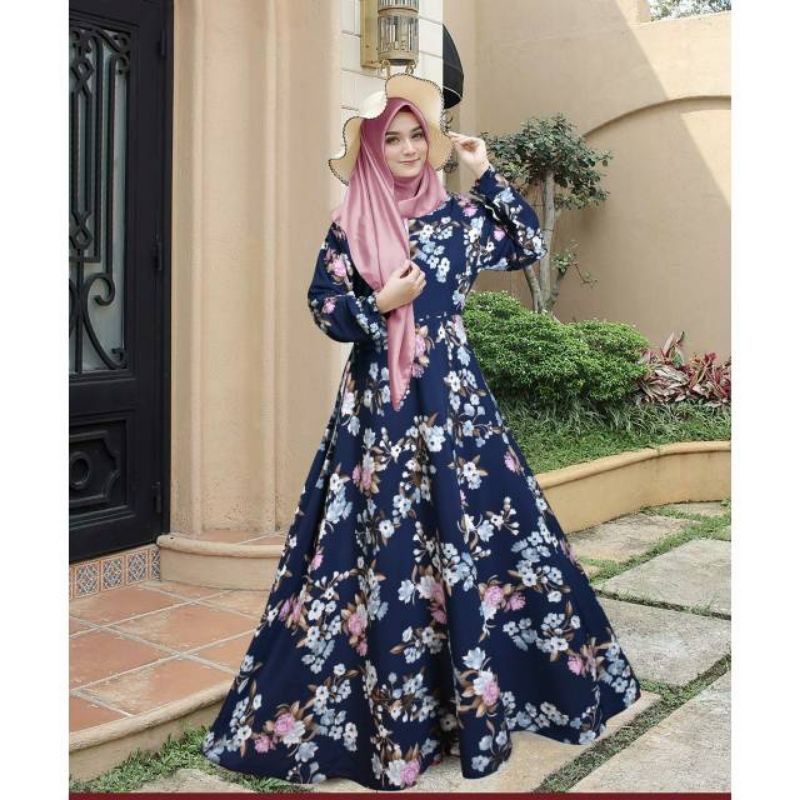 New gamis monalisa premium motif fika navy