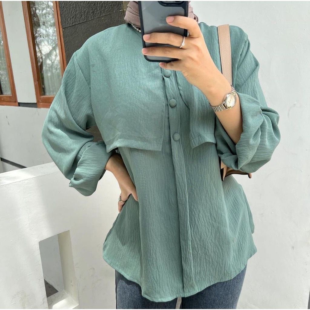 (DBY) BLOUSE ALYSYA DAILY KEMEJA ATASAN WANITA CRINCLE AIRFLOW